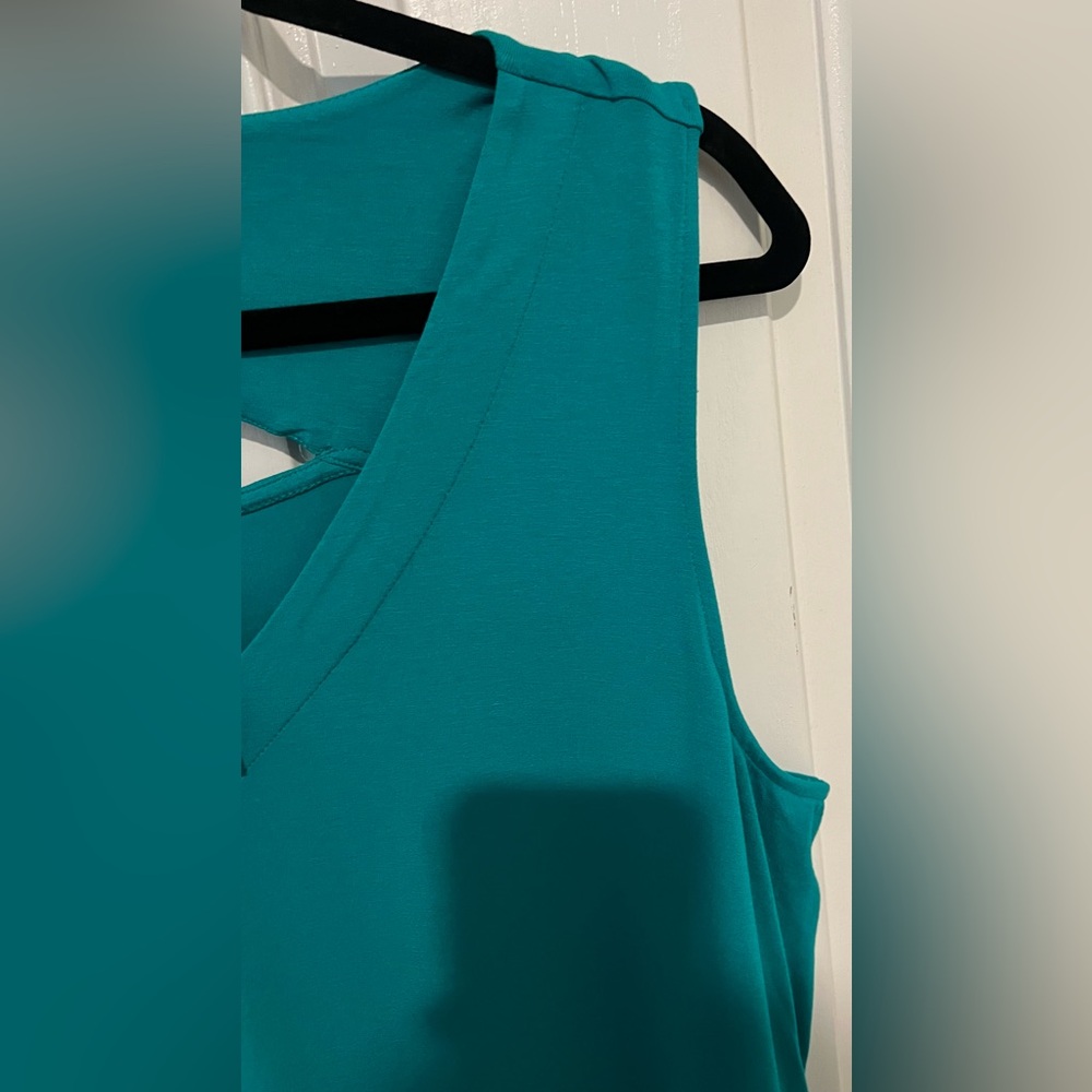 J. Jill Wearever Collection Maxi Dress Stretch Teal Sz Large Petite Flowy NWT! - Picture 9 of 14